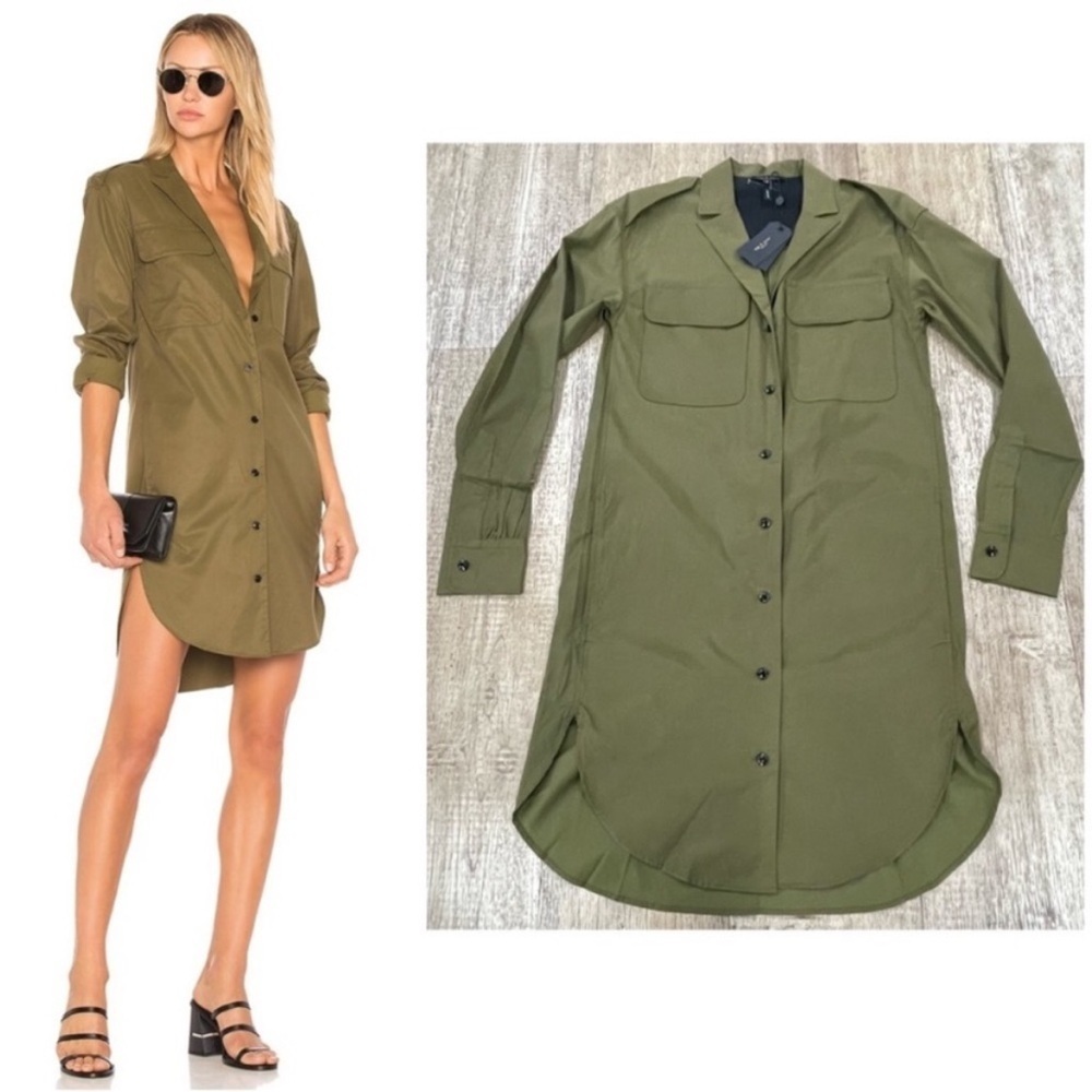 Rag and Bone Mason Shirt Dress Dark Olive Size XS